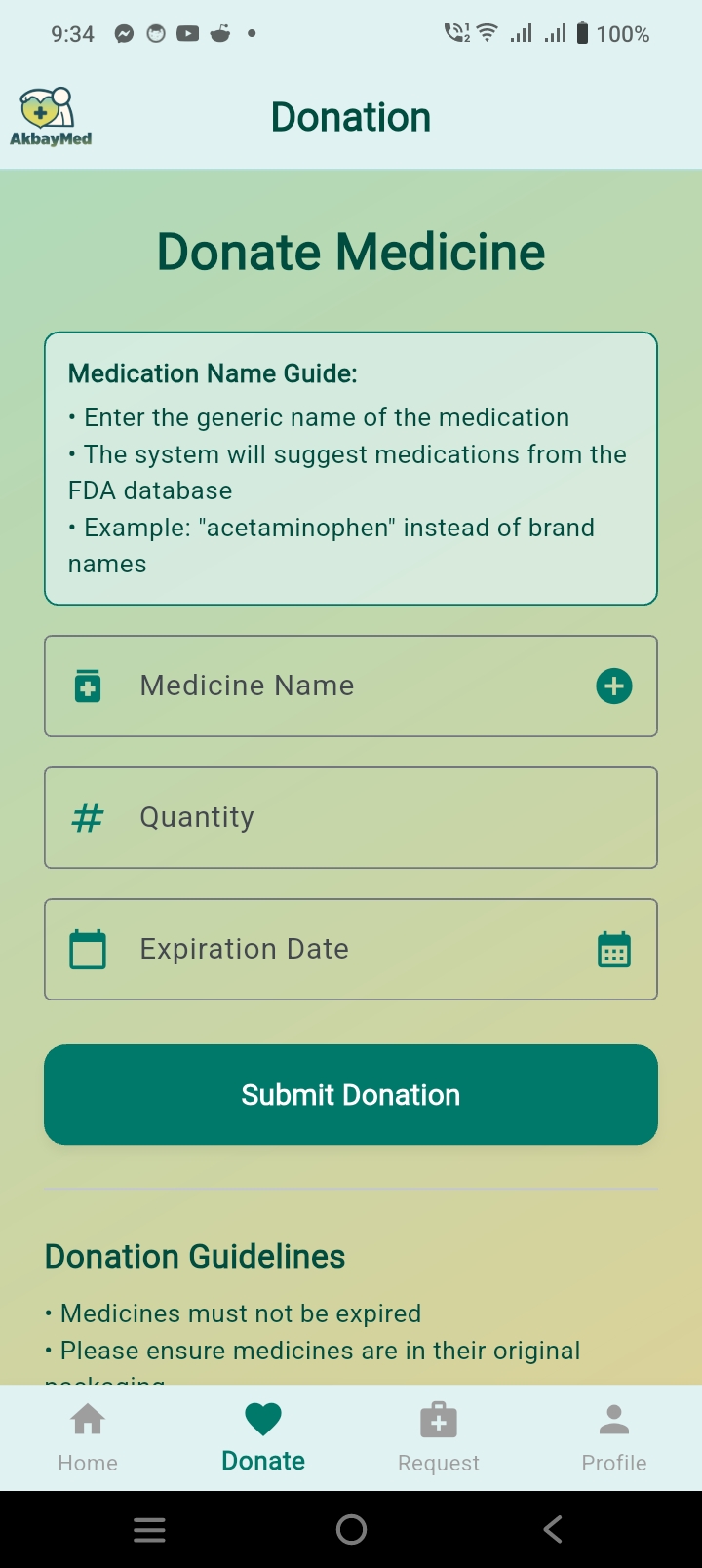 Donation Screen